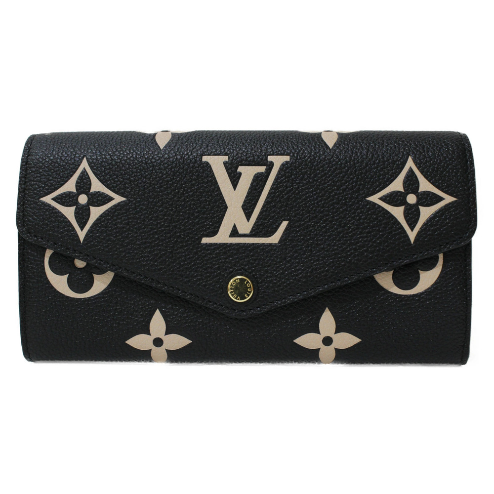 UnWith Louis VUITTON Portefeuille Sarah Bicolor Monogram Empreinte Black Beige